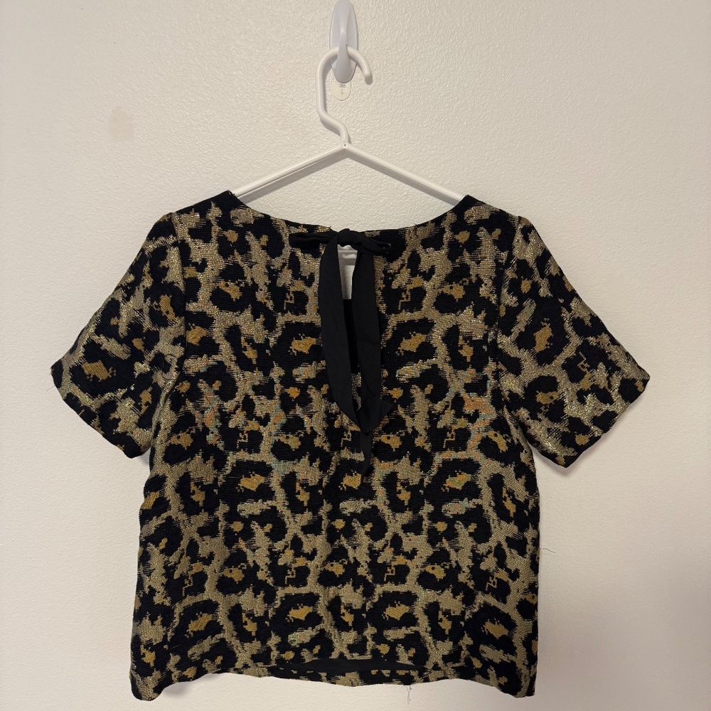Leopard/Cheetah Print Ribboned Top - Picture 2 of 5